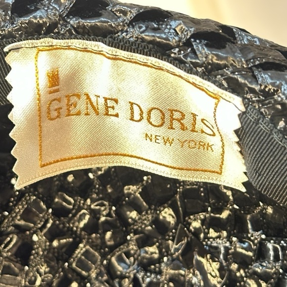 Gene Doris New York Hat – Vintage Black Fascinator straw Hat with net veil